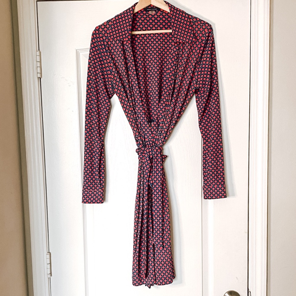 Classic Wrap Dress with Mod Pattern